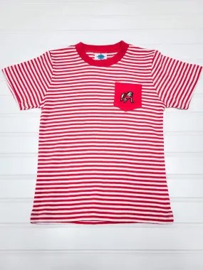 UGA Striped Pocket Tee - Red/White