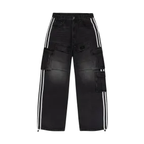 Unknown Black Striped Denim Cargos