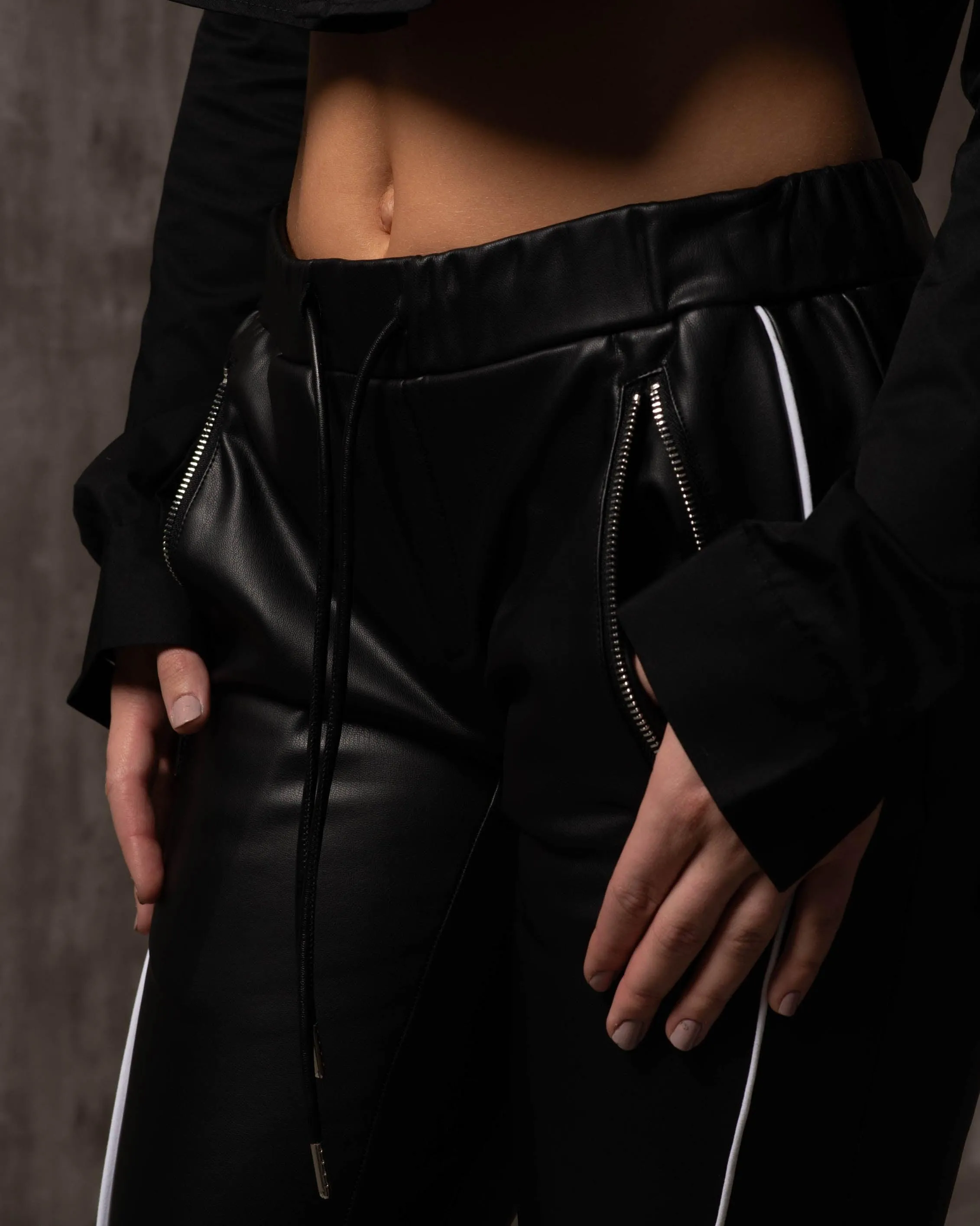 Vegan Leather Panel Pants