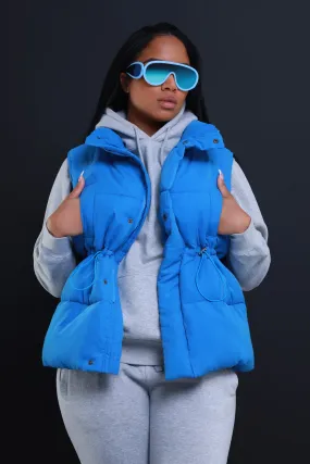 With The Crew Oversized Puffer Vest - Blue