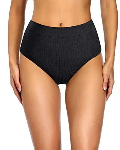 Women High Waisted Bikini Bottoms High Cut Full Coverage Swim Bottoms