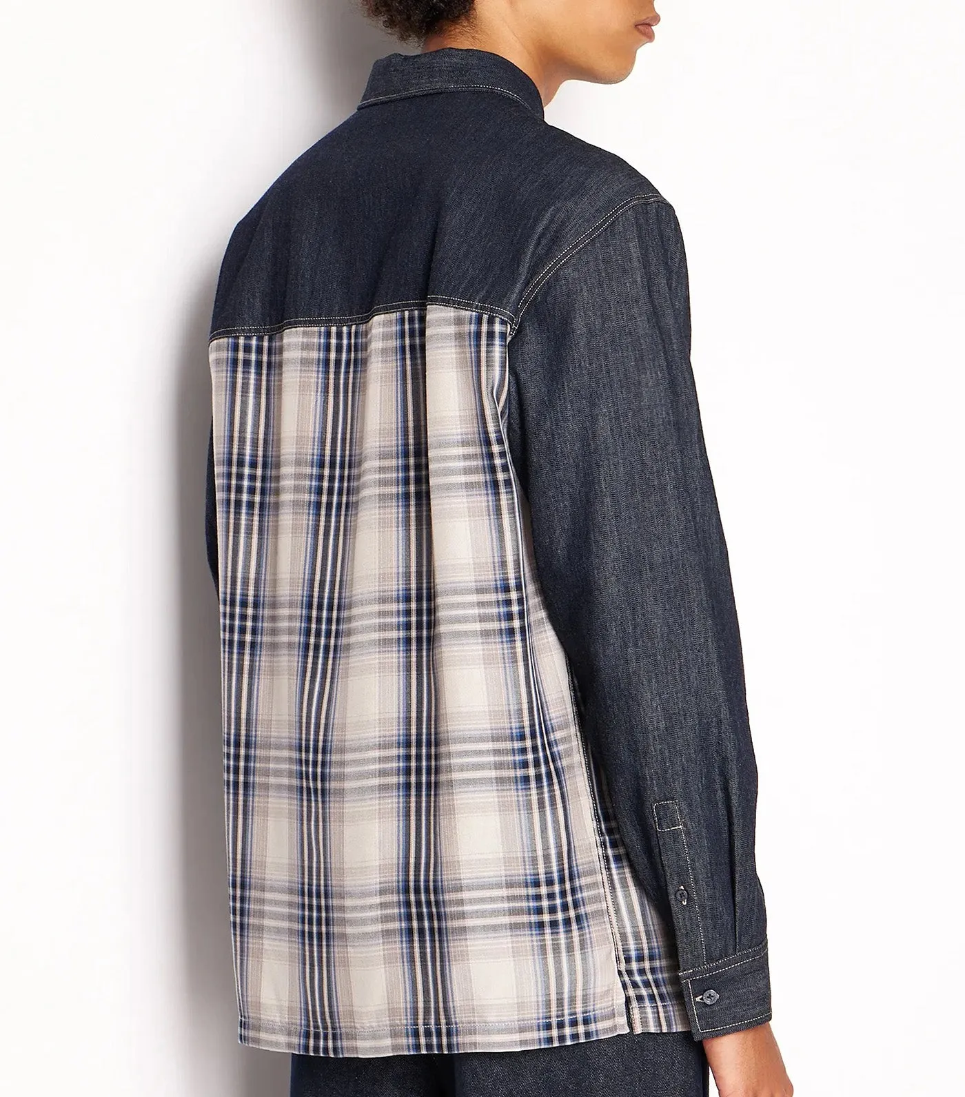 Zip Shirt With Patch Pocket Indigo Denim